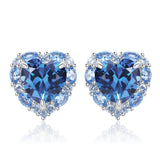 1 x RAW Customer Returns JewelryPalace Heart Love 5ct Blue Zirconia Created Spinel Stud Earrings Silver 925 Women, Jewelry Set Women, Earrings Silver with Gemstone Girls, Stud Earrings with Stone Gift for Girlfriend - RRP €37.68