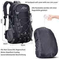 1 x RAW Customer Returns A AM SeaBlue Waterproof Hiking Backpacks 40L Lightweight Outdoor Backpack Trekking Backpacks Men Women Travel Backpack for Climbing Camping Riding Sports Travel Fishing Leisure Day Tours, Black - RRP €43.99