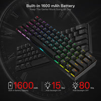 1 x RAW Customer Returns Redragon K530 Pro Draconic 60 Bluetooth Wired 2.4GHz Wireless Mechanical Keyboard, 61 Keys, Hot-Swappable RGB Gaming Keyboard with Clicky Blue Switch, for Windows Mac Android - RRP €63.53