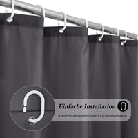 1 x RAW Customer Returns EurCross Shower Curtain 180x180 Dark Gray Waterproof Washable Bath Curtain for Bathroom, Anti-Mold and Quick-Drying, Textile Polyester Fabric Shower Curtains with 12 Rings - RRP €14.99