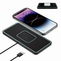 1 x RAW Customer Returns Wireless Charger Car Charging Pad, Polmxs 15W Fast Wireless Charger Charging Mat Non-Slip Inductive Charging Station Car Charger Mat for Airpods 3 Pro iPhone14 13 Pro 12 Samsung S22 S21 S20 - RRP €20.99