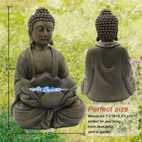 1 x RAW Customer Returns Yeomoo Meditation Buddha Figure Garden Decoration for Outdoors - Zen Buddha Garden Decoration Living Room Balcony Decoration Large Figures with Lotus Pebbles and Glass Stone Gifts for Women Men Bronze 30CM - RRP €51.67