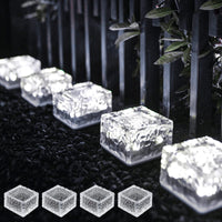 1 x RAW Customer Returns DAZZTIME set of 4 solar glass paving stones outdoor light, solar stones for outdoor garden waterproof, LED solar lamps balcony decoration, waterproof path lighting solar for garden terrace decoration - RRP €26.21