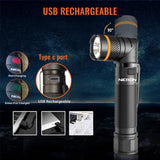 1 x RAW Customer Returns NICRON B75 LED Flashlight Rechargeable UV Light, 1000 Lumen 395nm 2 in 1, 90 Degree Rotatable Head, Waterproof for Outdoor Hiking Urine Oil Detector with Magnet - RRP €49.99