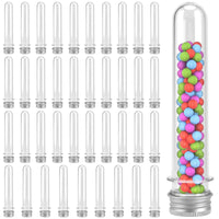 1 x RAW Customer Returns CHEUKYIU 40 pieces 40 ml plastic test tubes with screw cap, transparent plastic test tube, plastic test tube with lid for flowers, candy, bath salts, beads, DIY - RRP €15.12