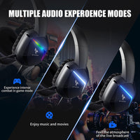 1 x RAW Customer Returns Somic 2.4G Wireless Gaming Headset for PS4, PS5, PC with Detachable Mic and RGB Rainbow LED Surround Sound Bass Over-Ear Headphones with Game Audio Live Broadcast Sound Mode - RRP €51.97