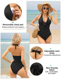 1 x RAW Customer Returns UMIPUBO Women s Flat Belly Reducer Swimsuit, Sexy One-Piece Women s Swimsuit with V-Neck Plus Size Swimwear Black Green,XL  - RRP €24.78