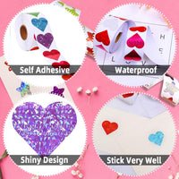 1 x Brand New 500 pieces heart-shaped sticker roll, 2.5 cm 8 colors self-adhesive heart-shaped stickers for teacher reward accessories, DIY scrapbooking cards decoration heart-shaped  - RRP €20.4