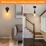 1 x RAW Customer Returns Pack of 2 Wall Lights Indoor Vintage, 350 Rotating Metal Wall Lamps Indoor Industrial, Black E27 Wall Spotlights Interior Lighting, Retro Wall Lights for Bedroom, Living Room, Stairs, Hallway, Dining Room - RRP €19.98