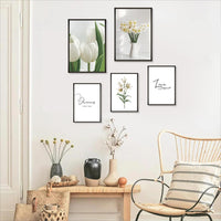 1 x RAW Customer Returns ANHUIB 5-piece modern poster set for the living room, pictures with flowers in the bedroom, canvas pictures for the living room, A3A4 poster with white flowers, picture set - RRP €20.4