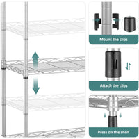 1 x RAW Customer Returns Himimi 6-Tier Standing Shelf with Wheels, Height Adjustable Heavy Duty Shelf with Hooks for Bathroom, Kitchen, Garage, Bedroom, Silver, 29 cm x 54 cm x 175 cm - RRP €78.98