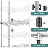 1 x RAW Customer Returns Himimi 6-Tier Standing Shelf with Wheels, Height Adjustable Heavy Duty Shelf with Hooks for Bathroom, Kitchen, Garage, Bedroom, Silver, 29 cm x 54 cm x 175 cm - RRP €78.98