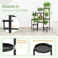 1 x RAW Customer Returns iDavosic.ly 7 Tier Metal Plant Stand Flower Pot Stand, Multi-Tier Plant Shelf Flower Shelf Plant Stairs for Room Corner, Living Room, Balcony, Terrace, Yard Round, Black  - RRP €62.99