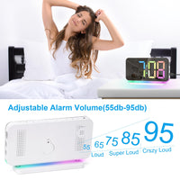 1 x RAW Customer Returns Sukeen Digital Alarm Clock, 7.4 Digital Alarm Clock, Digital Clock Mirror Alarm Clock with 11 Colors Digital Display, 10 Modes RGB Night Light, USB-C Charging Port, Brightness, LED Digital Clock for Bedside Table - RRP €23.99