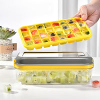 1 x RAW Customer Returns Ice cube tray with lid and container Ice cube container for 32 ice cubes Easy-to-release ice cube trays for cooling coffee, cocktail, whiskey gray - RRP €19.96