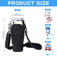 1 x RAW Customer Returns HIQE-FL Water Bottle Carrying Case, Carrying Case for Stanley Cup 40oz, Water Bottle Bag with Pocket, Adjustable Shoulder Strap, Straw Cover, Cup Accessories, for Camping Hiking Cycling - RRP €14.11