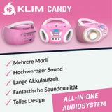 1 x RAW Customer Returns KLIM Candy Kids CD Player for Children - NEW 2024 - FM Radio - Batteries Included - Pink - Boombox Portable - with Speakers, Toddlers Pink  - RRP €54.07