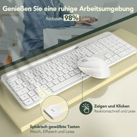 1 x RAW Customer Returns Wireless keyboard and mouse, 2.4 GHz ultra-thin quiet keyboard mouse set wireless in full size, with 18 function keys and built-in phone holder, for Linux, Windows, iOS - German QWERTZ layout - RRP €21.96