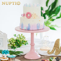 1 x RAW Customer Returns NUPTIO 30cm Pink Cake Stand, Simple Style Metal Round Wedding Event Birthday Party Dessert Cupcake Pedestal Display Plate - RRP €31.98