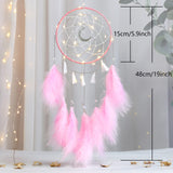 2 x RAW Customer Returns Nice Dream Dream Catcher with LED Light, Handmade Dreamcatcher with Feathers, Maiden Room Bedroom Romantic Decoration, for Wall Hanging Home Decor Ornaments Crafts Pink - RRP €19.98