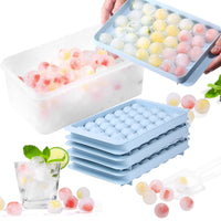 4 x Brand New Quikobo Ice Cube Tray with Lid Container, Ice Ball Maker for Freezer, Mini Circle Ice Cube Mold for 99pcs Sphere Ice Balls 2.54cm 1 inch , 3 Trays, 1 Ice Bucket Scoop. - RRP €56.44