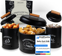 1 x RAW Customer Returns Feilox potato storage box set of 3 metal including onion storage onion pot, potato pot, garlic pot potato box, storage potatoes onions garlic storage - RRP €29.99