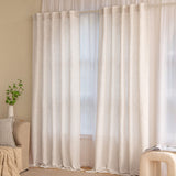 1 x RAW Customer Returns MIULEE Curtains Looped Voile Curtain Modern Linen Look Semi-Transparent for Living Room Bedroom Sliding Curtain Set of 2 Stores Natural Linen White 225x140 cm - RRP €34.49