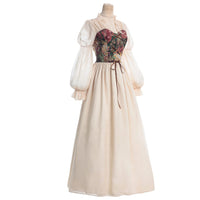 1 x RAW Customer Returns CR ROLECOS Medieval Clothing Women Renaissance Costume Tulle High Waist Ruffles Victorian Multicolor Dresses XL - RRP €44.34