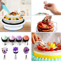 1 x RAW Customer Returns Rotatable cake plate, 132-piece cake stand, cake turntable, cake making accessory set, cake decorating with piping nozzles, cake scraper, pastry tool for baking, pastries, icing. - RRP €28.22