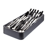 1 x RAW Customer Returns BOAA Fresh cutlery organizer for the kitchen drawer, 9 compartments for 48 cutlery items, cutlery tray, kitchen organization system, kitchen drawer organizer, kitchen storage 9 compartments anthracite  - RRP €22.89