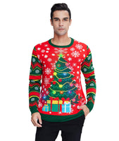 1 x RAW Customer Returns IDGREATIM Men s Led Light Christmas Sweater Ugly Christmas Sweater Christmas Tree Print Long Sleeve Christams Sweater Jumper Red M - RRP €38.3