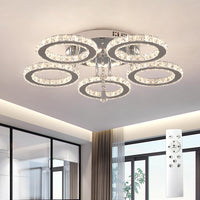 1 x RAW Customer Returns VETRULUS Modern Crystal LED Ceiling Light - Dimmable Semi Flush Mount Crystal Chandeliers for Living Room - 5 Ring Ceiling Light for Bedroom Kitchen LED Chandelier - RRP €91.75