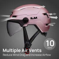 1 x RAW Customer Returns ILM Bicycle Helmet with Visor and LED Light Mountain Road Bicycle Helmets for Men and Women Bicycle Helmet for Commuting in the City E3-10L, Pink SM - RRP €91.67