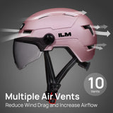 1 x RAW Customer Returns ILM Bicycle Helmet with Visor and LED Light Mountain Road Bicycle Helmets for Men and Women Bicycle Helmet for Commuting in the City E3-10L, Pink SM - RRP €91.67