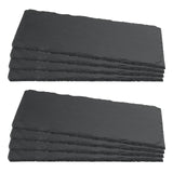 1 x RAW Customer Returns ZEONHEI Set of 8 25 x 12 cm rectangular slate plates, serving plates made of slate, slate table coasters slate plate for buffet, serving, decoration, black - RRP €26.21