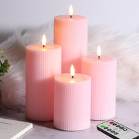 1 x RAW Customer Returns Eywamage 4 Pack Pink Flameless LED Pillar Candles with Remote Control, Flickering Tall Battery Operated Candles D 3 H 4 5 6 8  - RRP €29.23