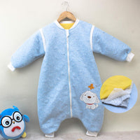 1 x RAW Customer Returns Sleeping bag baby long sleeve winter children s sleeping bag, dog pattern baby sleeping bag with feet cotton boy girl unisex all year round pajamas. L 100cm 3-4years, blue  - RRP €29.23