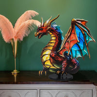 1 x Brand New KFDDRN Dinosaur Statue, Vivid Table Decoration, Painted Metal Decoration, Creative Chinoiserie Style Decoration, Colorful Dragon Sculpture Decoration, Sculpture for Home Office Living Room Decor - RRP €20.4