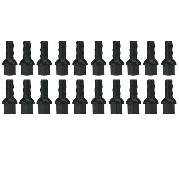 1 x RAW Customer Returns 20x wheel bolts M14x1.5 27mm ball seat ball R13 SW17 black compatible with Audi, Seat Skoda, VW Volkswagen - RRP €21.68