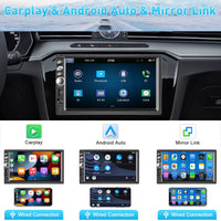 1 x RAW Customer Returns Hikity Car Radio Bluetooth Double Din Apple Carplay Android Auto 7 Inch Touchscreen Car Radio 2Din with Bluetooth Handsfree FM AUX USB SD EQ Mirror Link Steering Wheel Control Rear View Camera - RRP €71.09