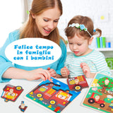 3 x Brand New Baby Puzzle Large Piece Puzzle Ages 1-4 Set of 2 Wooden Peg Puzzles - Farm House Fire Truck Educational Game Promoting Toddler Brain Development - RRP €57.6