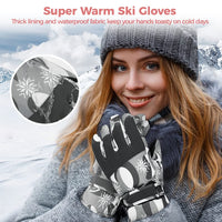 2 x Brand New YHomU Ski Gloves for Women, Super Warm Waterproof Gloves and Ski Socks Set, Non-Slip Touch Screen Winter Gloves Thick Thermal Socks for Skiing, Cycling, Hiking - RRP €72.0