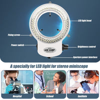 1 x RAW Customer Returns Liseng 144 Industrial Ring Light, Ring Lamp for Optical Ring Light Microscope Light Source 6000K 0-100 Adjustable Brightness EU Plug-White  - RRP €36.74