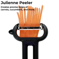 1 x RAW Customer Returns Linoroso Julienne Peeler, Y Peeler with Pointed Tip, Easy Peeling of Carrots, Potatoes, Cucumbers and More Fruit and Vegetable Strips, Sharp, Smooth, Comfortable Handle - Green - RRP €9.06