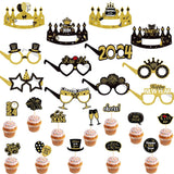 1 x Brand New ZGCXRTO 24pcs New Year Glasses and Headbands New Year Cake Topper New Years Eve Party Supplies Happy New Year Glasses New Year Decoration Party Favors New Year Party Favors - RRP €19.2