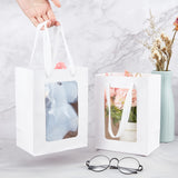 1 x RAW Customer Returns BENECREAT 50pcs White Paper Bag with Window, Candy Gift Paper Bag with Visible Window, Drawstring Handle for Wedding, Valentine s Day, 12x7x16cm - RRP €32.09