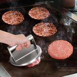 1 x RAW Customer Returns Gwhole Steak Press, Round, Hamburger Press, Smash Burger, Made of 304 Stainless Steel, with Grill Spatula and Spreader, Burger Press, Hamburger Press, Minced Meat Press, for Meat, Grill - RRP €20.4