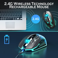 1 x RAW Customer Returns uhuru Wireless Gaming Mouse, Wireless Gamer Mouse with 4800 DPI, 6 Programmable Buttons, 7 LED Lights, Gaming Software Ergonomic Design for PC, Laptop, Gaming and Office - RRP €19.15