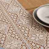 1 x RAW Customer Returns meioro Crocheted Table Runner, 30x160cm Lace Boho Table Linen Classic Beige Wedding Tablecloth Vintage Tassel Table Decoration for Kitchen Dining Holiday Party Decoration Tablerunner - RRP €11.09