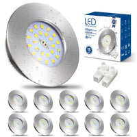 1 x RAW Customer Returns HiBay LED recessed spotlight ultra flat LED spot round IP44 ceiling spots 7W 850lm recessed spot matt nickel 6000K ceiling spotlight cold white set of 6 recessed lights - RRP €38.3